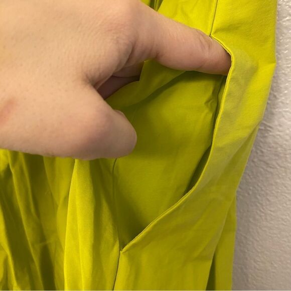 Eva Mendes lime green a line off the shoulder puff sleeve summer Dress boho L - Picture 8 of 15